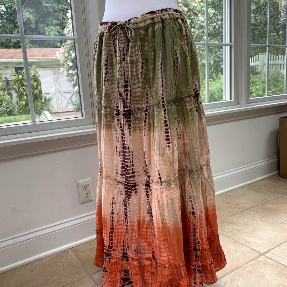 SOLD Boho Gypsy Hippie Tiered Maxi Skirt - Picture 2 of 11